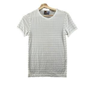 Free People Ivory Metallic Shimmer Stripe Short Sleeve Fitted Tee Top Women’s XS